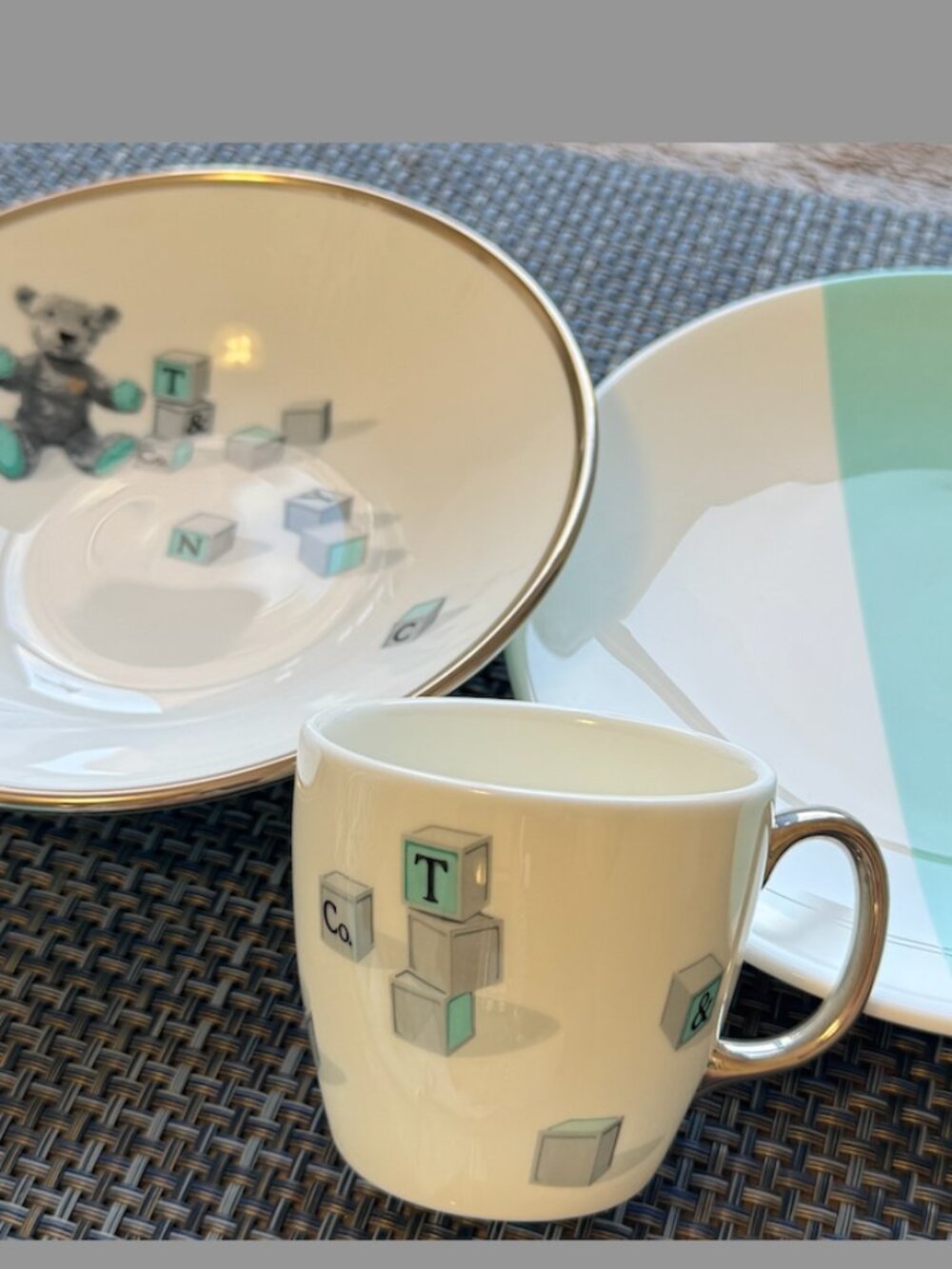 Tiffany and Co. Baby Bear & Blocks 3 Piece Set